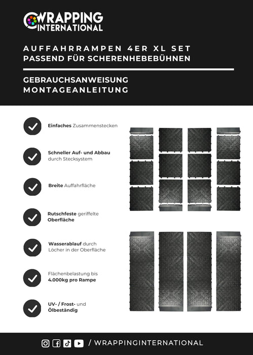 Auffahrrampen SET mit Antirutschmatten für Scherenhebebühne
